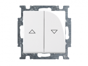 Basic55 - ovládač žalúziový jednopólový, 1/0+1/0 s blokovaním, biela